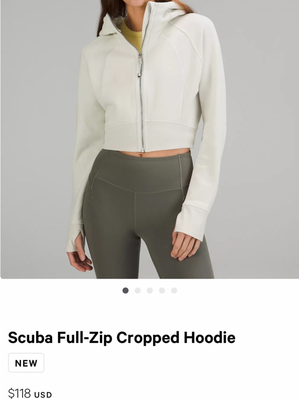 lululemon athletica Cropped Scuba Zip Hoodie - Cream